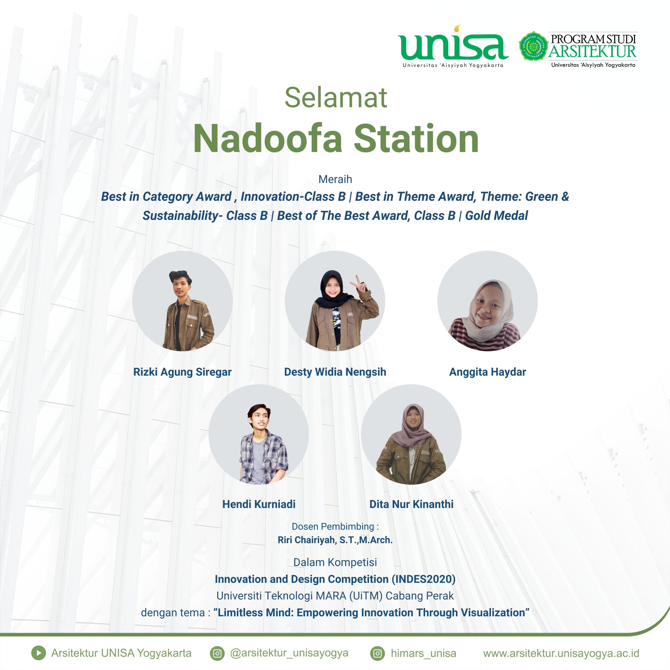 NADOOFA Station, Produk Inovasi Mahasiswa Arsitektur Unisa Yogyakarta Meraih Prestasi Internasional