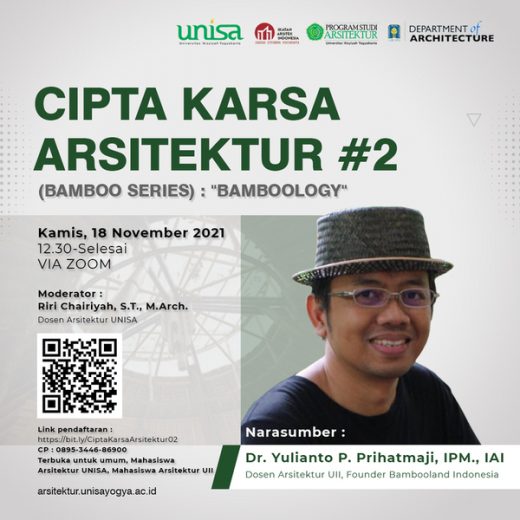 Belajar berkarya dalam Webinar Cipta Karsa Arsitektur #2 Bersama Founder Bambooland Indonesia.